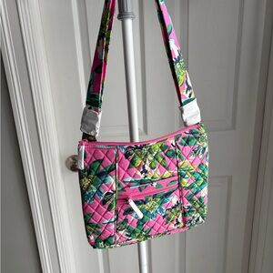 Vera Bradley Pink and Green Quilted Shoulder Bag